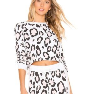 Wildfox animal print raw hem pullover sweatshirt